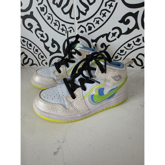 Jordan 1 Mid Warped Swoosh Toddler Size 10C Air Jordan Baby Infant - Picture 1 of 6